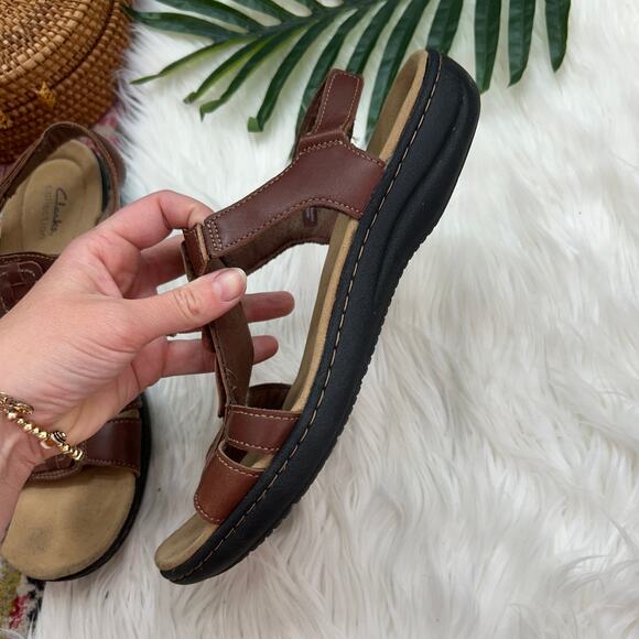 Clarks Neutral Brown Leather Laurieann Kay Slingback T-Strap Sandal 11 - Picture 5 of 8